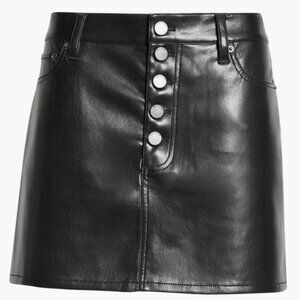Alice + Olivia Joss Button Front Faux Leather Miniskirt